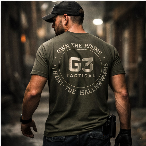 Own The Rooms CQB T‑Shirt — Minimal Back Graphic Tee