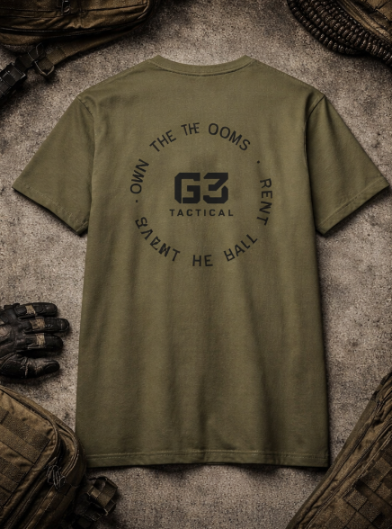 Own The Rooms CQB T‑Shirt — Minimal Back Graphic Tee
