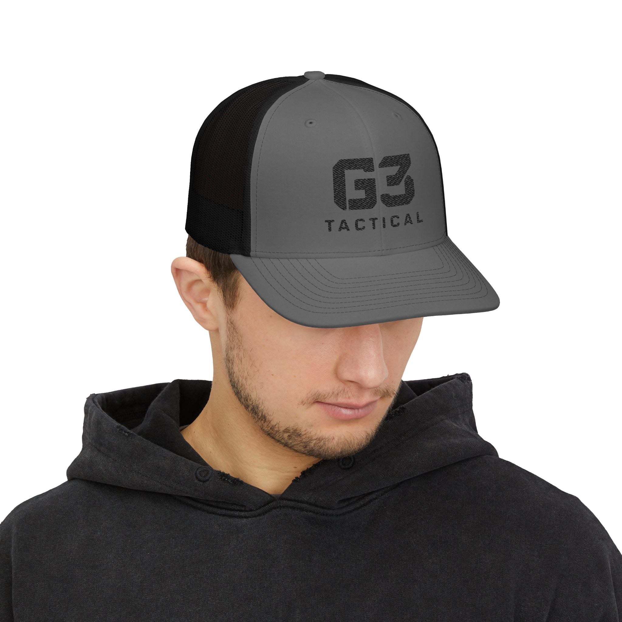 Tactical G3 Black Logo Snapback Mesh Trucker Hat